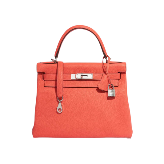 Hermes Kelly 28 Rose Texas Clemence Leather