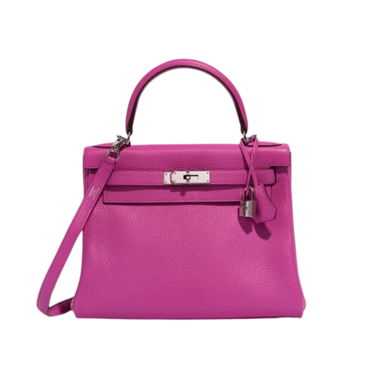 Hermes Kelly 28 Magnolia Clemence Leather