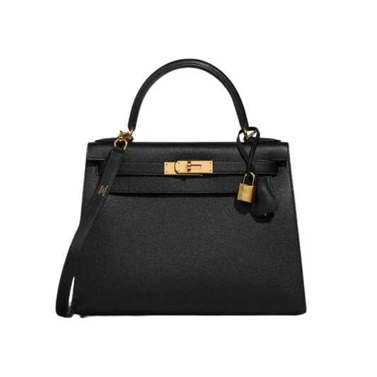 Hermes Kelly 28 Noir Epsom Leather
