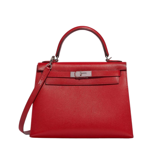 Hermes Kelly 28 Rouge Vif Epsom Leather
