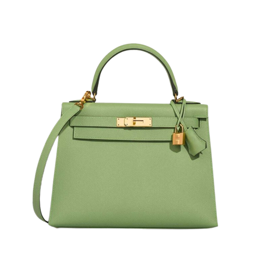Hermes Kelly 28 Vert Criquet Epsom Leather