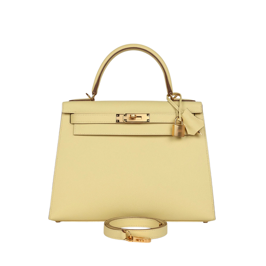 Hermes Kelly 28 Jaune Poussin Epsom Leather
