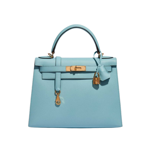 Hermes Kelly 28 Bleu Atoll Epsom Leather