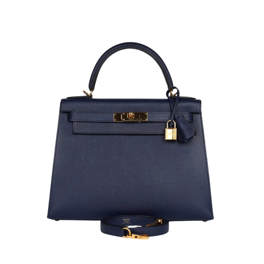 Hermes Kelly 28 Bleu Saphir Epsom Leather