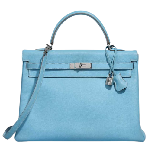 Hermes Kelly 35 Bleu Celeste Epsom Leather