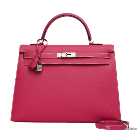 Hermes Kelly 35 Rose Tyrien Epsom Leather