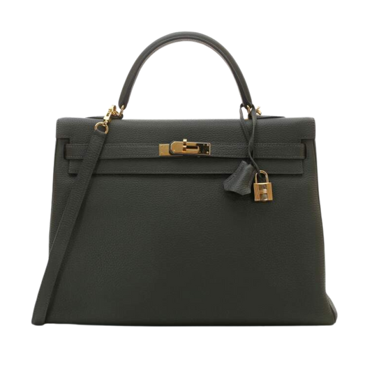 Hermes Kelly 35 Vert Olive Togo Leather