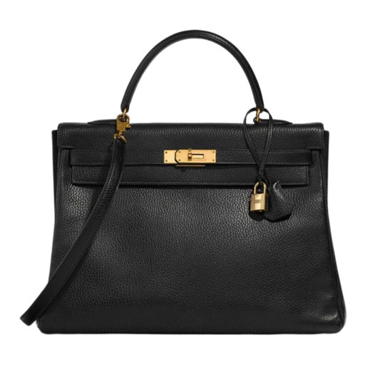 Hermes Kelly 35 Noir Clemence Leather