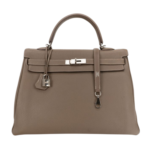 Hermes Kelly 35 Etoupe Clemence Leather