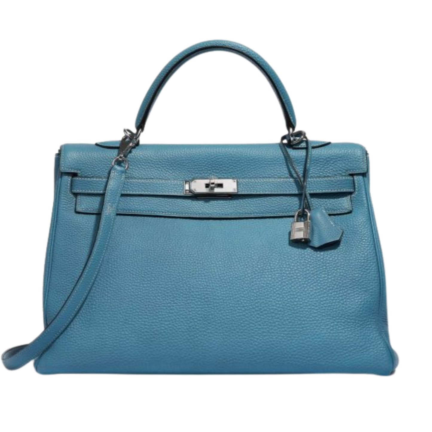 Hermes Kelly 35 Bleu Jean Clemence Leather