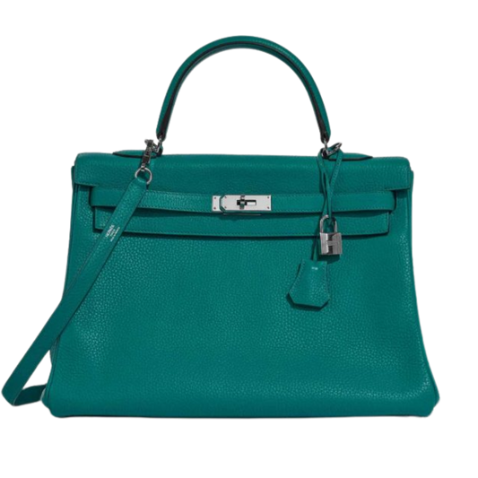 Hermes Kelly 35 Bleu Paon Clemence Leather