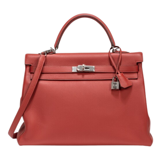 Hermes Kelly 35 Rouge Venitien Clemence Leather