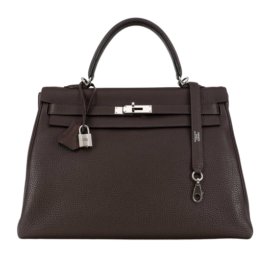 Hermes Kelly 35 Chocolat Clemence Leather
