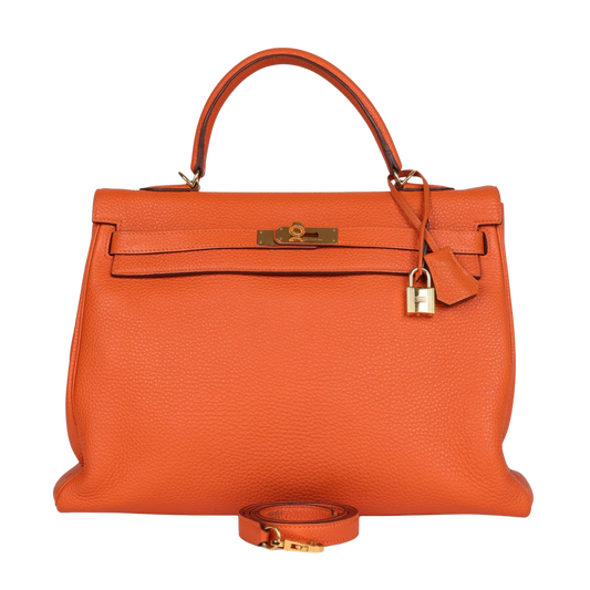 Hermes Kelly 35 Orange H Togo Leather