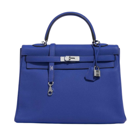 Hermes Kelly 35 Bleu Electrique Togo Leather