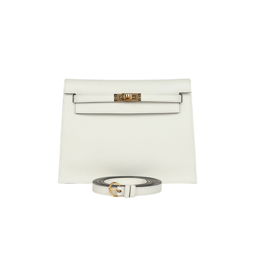 Hermes Kelly Danse White Evercolor Leather