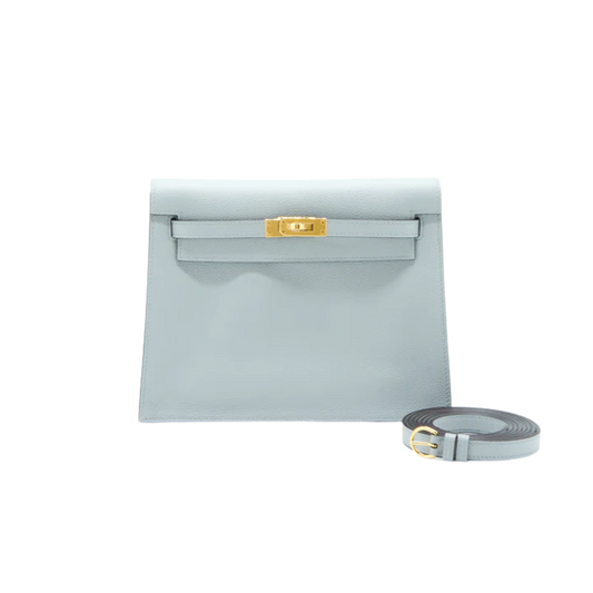 Hermes Kelly Danse Bleu Glacier Evercolor Leather