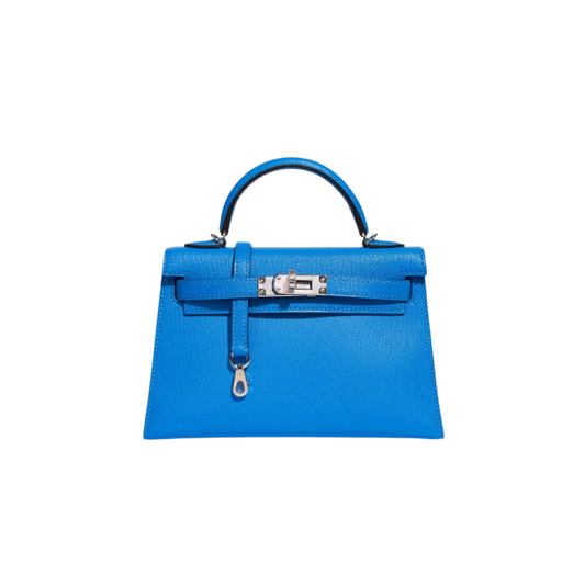 Hermes Kelly 20 Bleu Hydra Chevre Mysore Leather