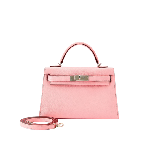 Hermes Kelly 20 Rose Sakura Chevre Mysore Leather