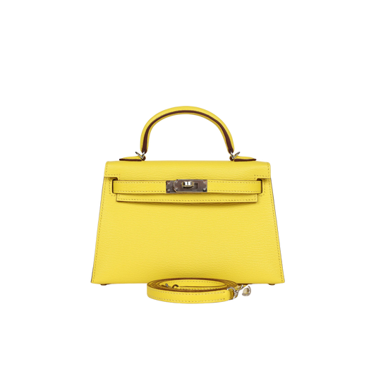 Hermes Kelly 20 Jaune Citron Chevre Mysore Leather