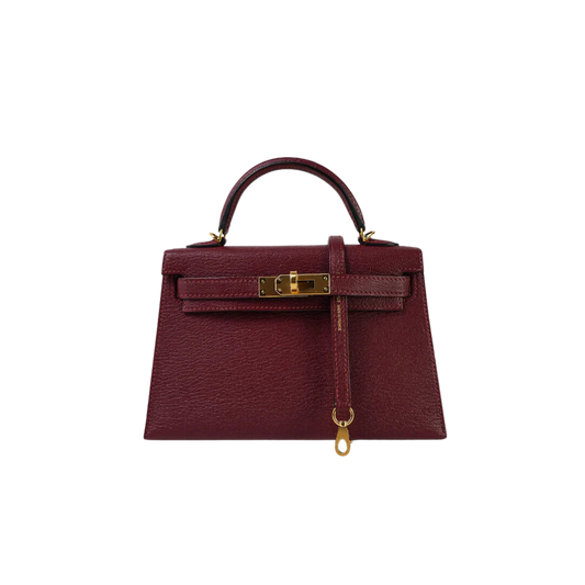 Hermes Kelly 20 Rouge H Chevre Mysore Leather