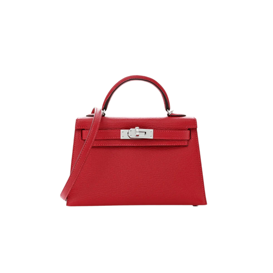 Hermes Kelly 20 Rouge Casaque Chevre Mysore Leather