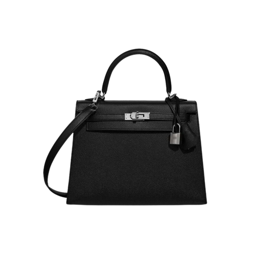 Hermes Kelly 25 Noir Epsom Leather