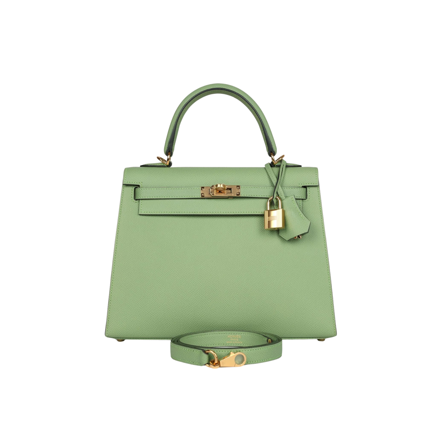 Hermes Kelly 25 Vert Criquet Epsom Leather