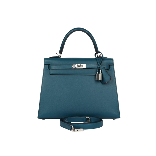 Hermes Kelly 25 Vert Bosphore Epsom Leather