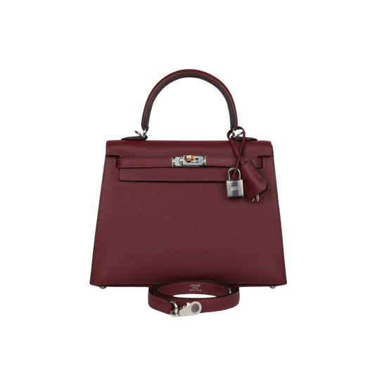 Hermes Kelly 25 Rouge H Epsom Leather
