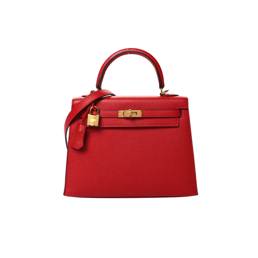 Hermes Kelly 25 Rouge Casaque Epsom Leather