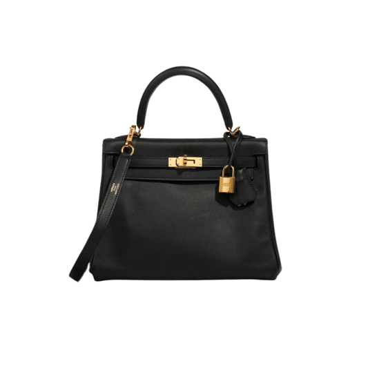 Hermes Kelly 25 Noir Swift Leather