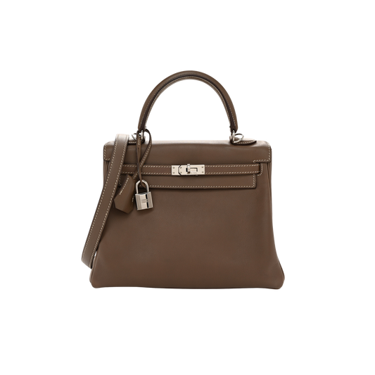 Hermes Kelly 25 Etoupe Swift Leather