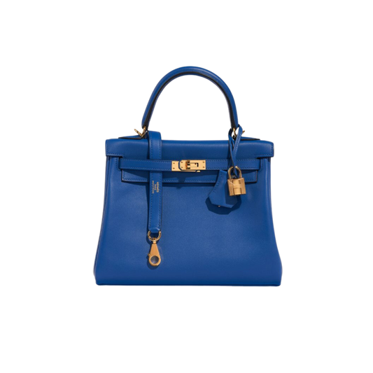 Hermes Kelly 25 Bleu de France Swift Leather