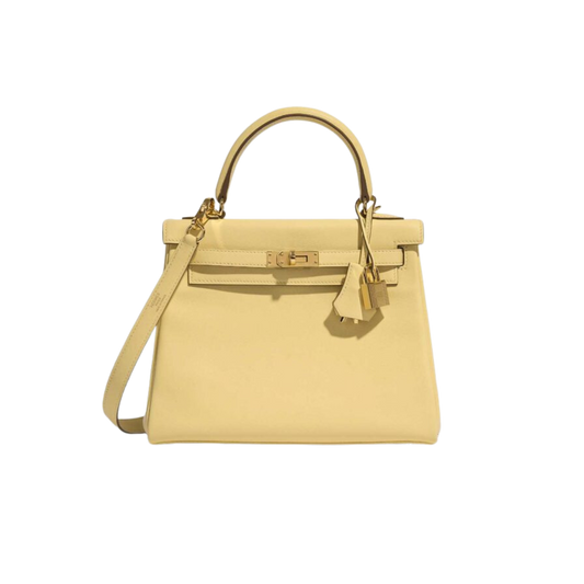 Hermes Kelly 25 Jaune Poussin Swift Leather