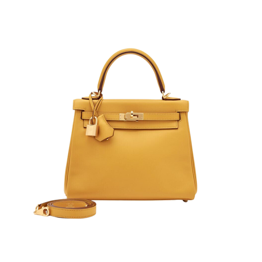 Hermes Kelly 25 Jaune Ambre Swift Leather