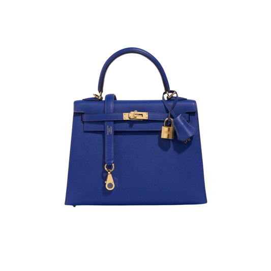 Hermes Kelly 25 Bleu Royal Epsom Leather
