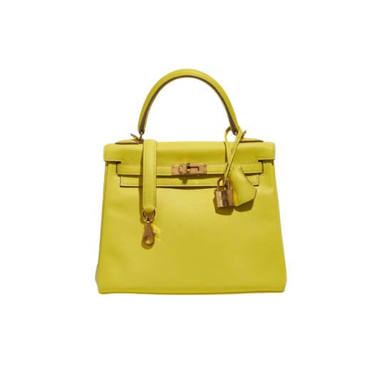 Hermes Kelly 25 Lime Swift Leather