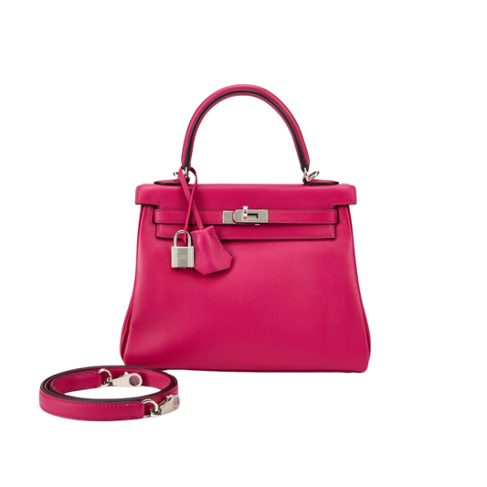 Hermes Kelly 25 Rose Pourpre Swift Leather