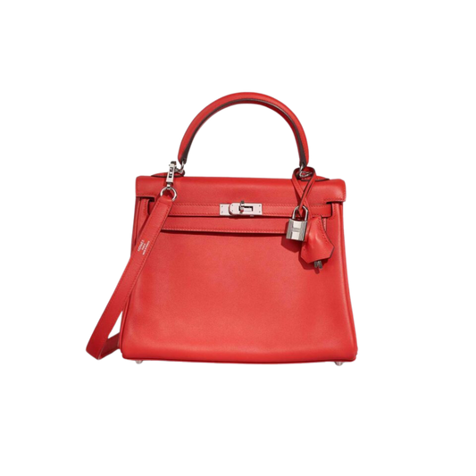 Hermes Kelly 25 Rouge Tomate Swift Leather