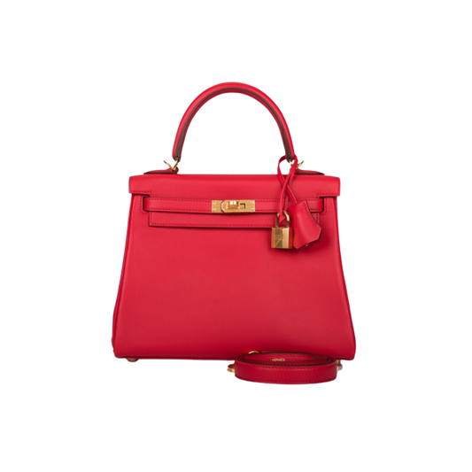 Hermes Kelly 25 Rouge de Coeur Swift Leather