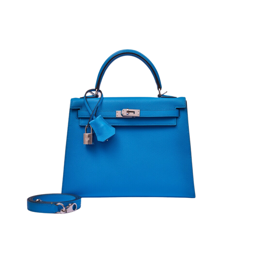 Hermes Kelly 25 Bleu Zanzibar Epsom Leather