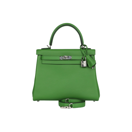 Hermes Kelly 25 Vert Yucca Swift Leather