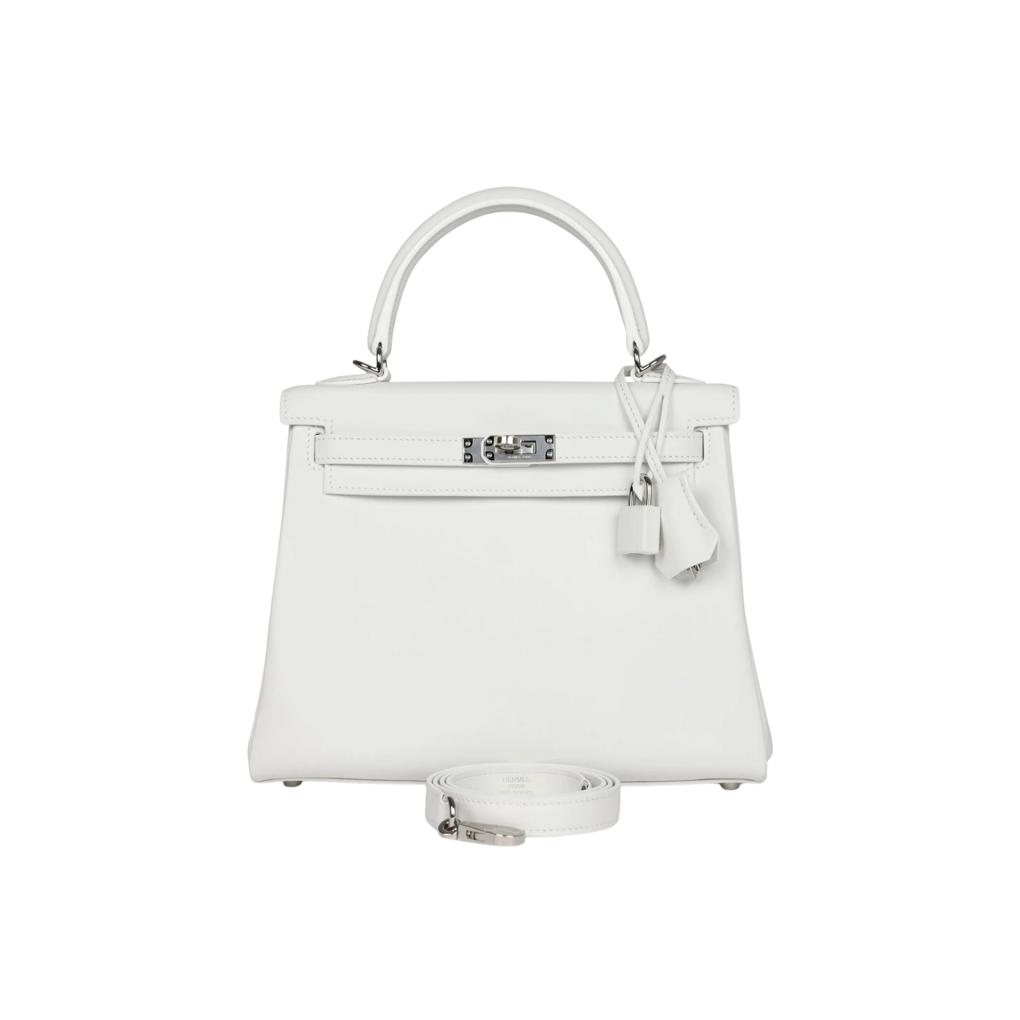 Hermes Kelly 25 New White Swift Leather