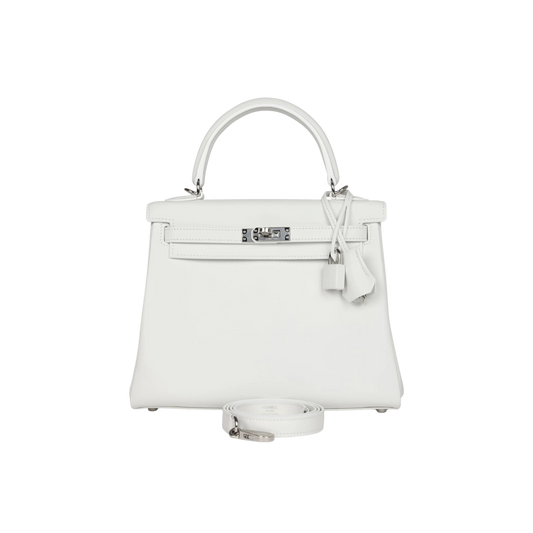 Hermes Kelly 25 New White Swift Leather