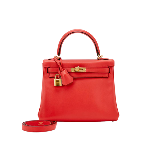 Hermes Kelly 25 Rouge Grenat Swift Leather