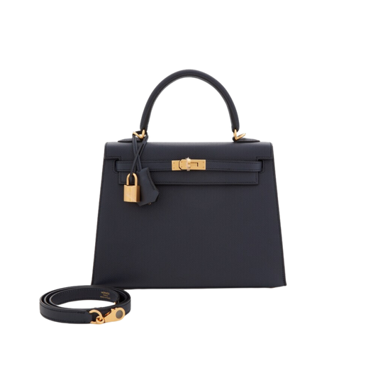 Hermes Kelly 25 Bleu Indigo Epsom Leather