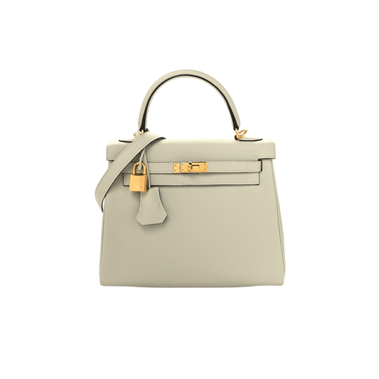 Hermes Kelly 25 Gris Neve Togo Leather