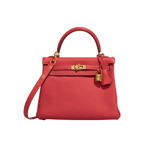 Hermes Kelly 25 Rouge Pivoine Togo Leather