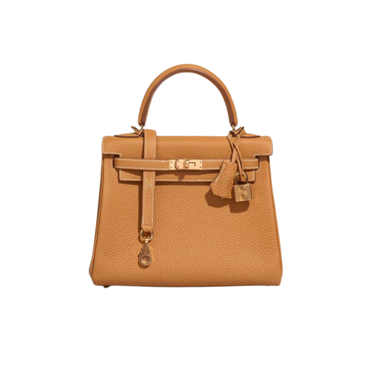 Hermes Kelly 25 Sable Naturel Togo Leather